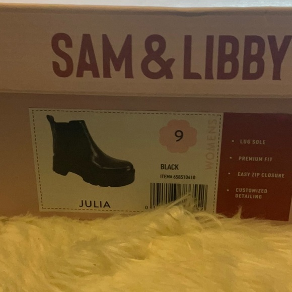 Sam & Libby Women’s Julia Black Women’s Y2K Lug Sole Ankle Boots Size 9 … - Picture 2 of 13